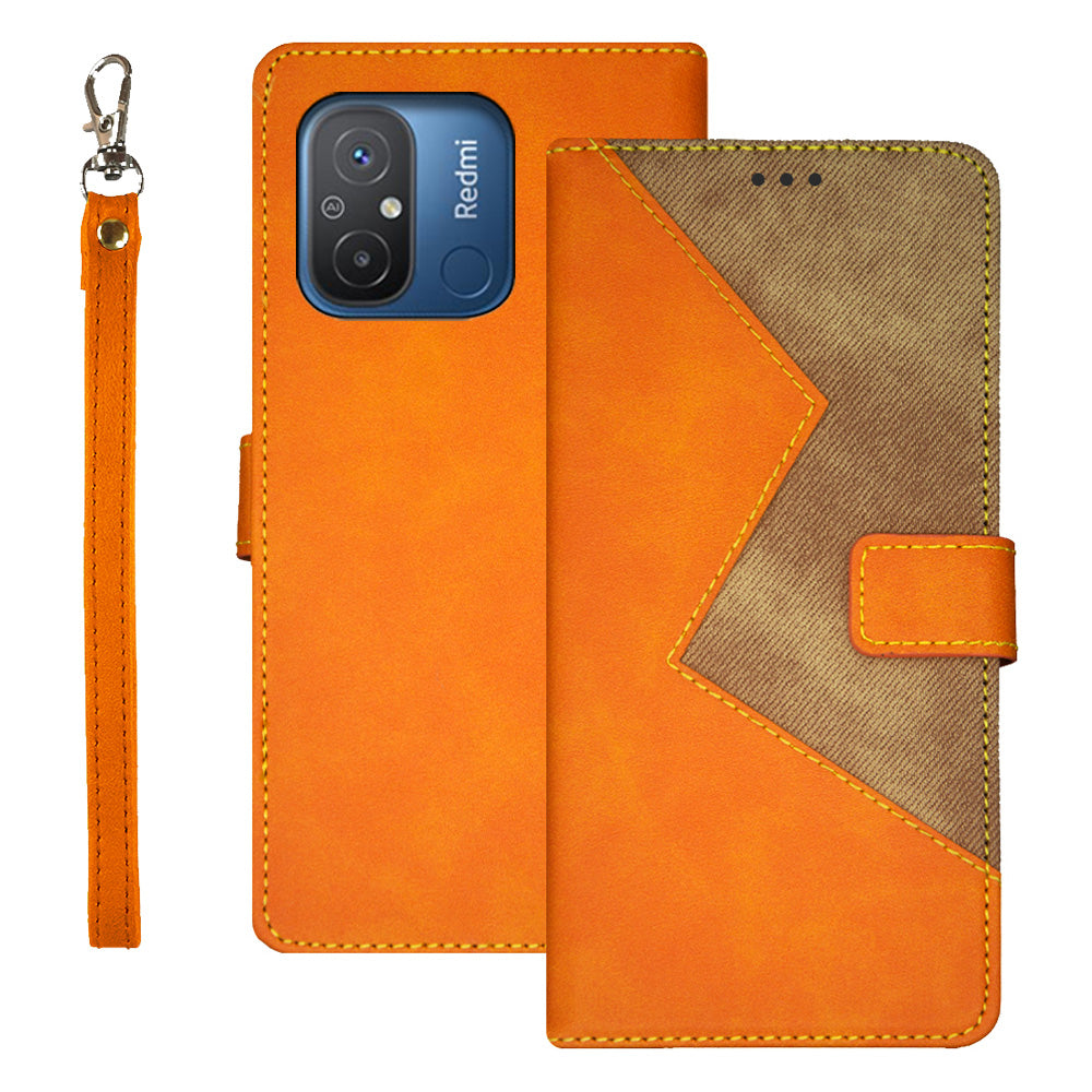 IDEWEI For Xiaomi Redmi 12C 4G Color Splicing Phone Cover with Card Slots Anti-drop PU Leather Magnetic Phone Case with Wrist Strap IDEWEI For Xiaomi Redmi 12C 4G Color Splicing Phone Cover with Card Slots Anti-drop PU Leather Magnetic Phone Case with Wrist Strap